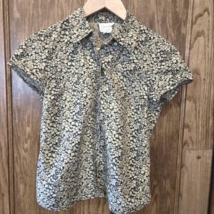 Calvin Klein Vintage Cotton Floral Short Sleeve Button Down  Shirt SZ 4